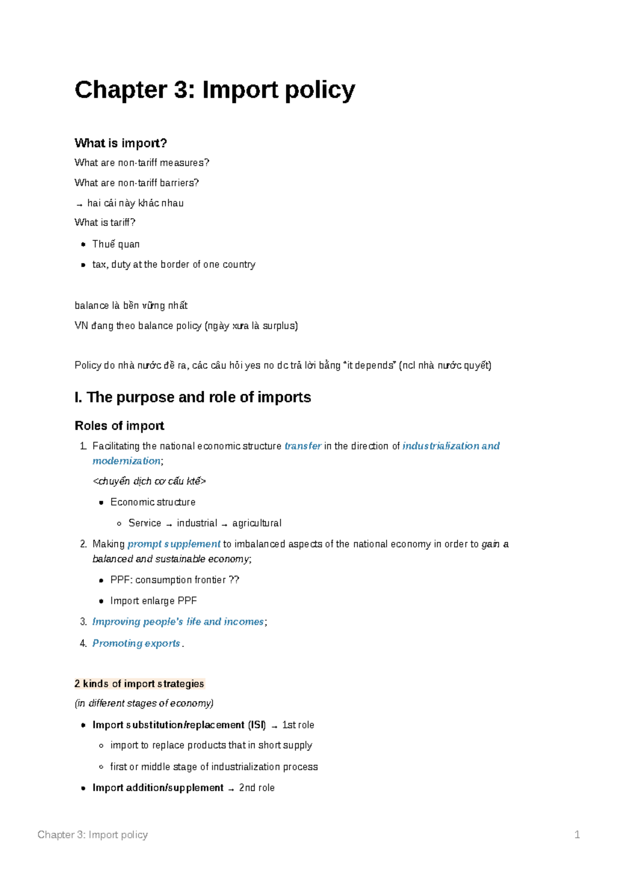 Chapter 3 Import policy - Chapter 3: Import policy What is import? What ...