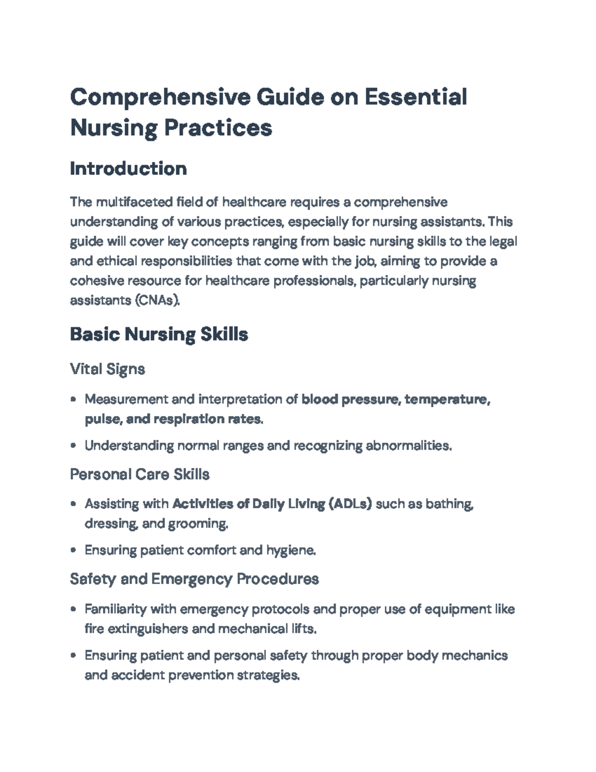 Comprehensive Guide to Essential Nursing Practices for CNAs ...