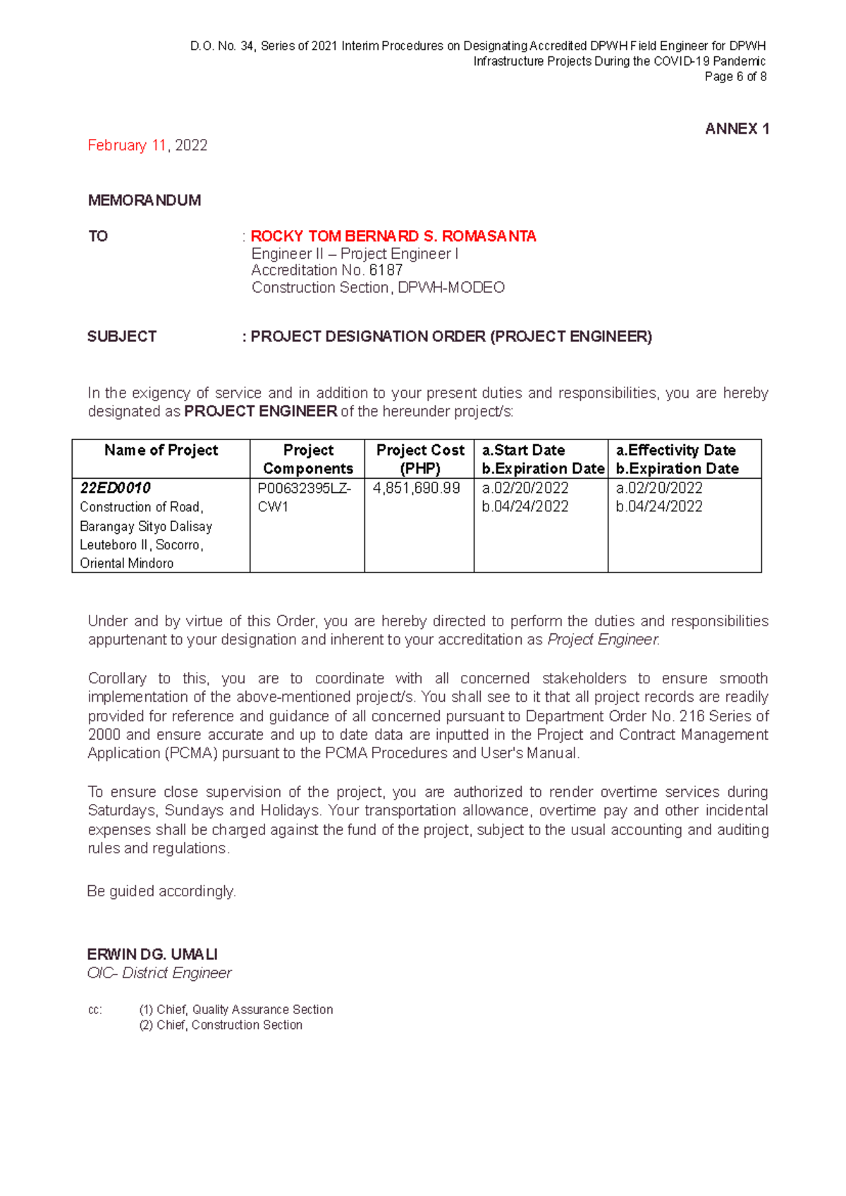 PDO 2022: Project Designation Orders for Leuteboro II Engineers - Studocu
