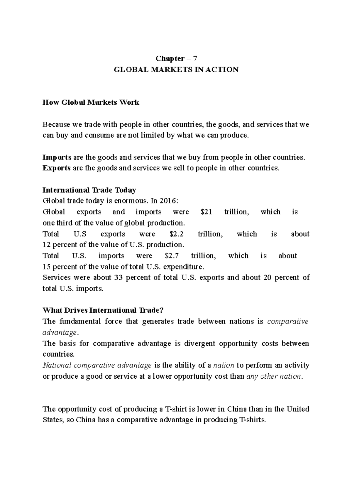 Chapter – 7 Global Markets IN Action - Chapter – 7 GLOBAL MARKETS IN ...
