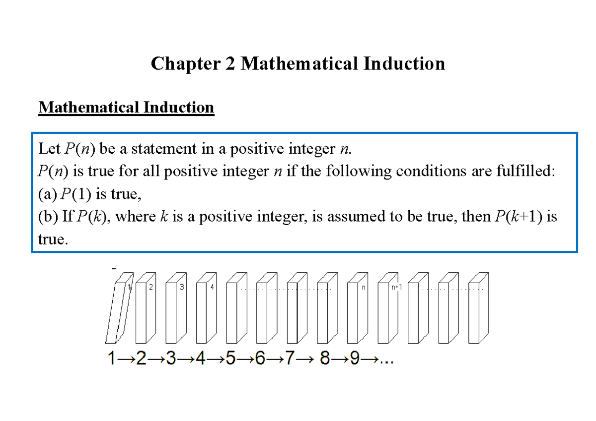 Chapter 2: Notes on Mathematical Induction Techniques - Studocu