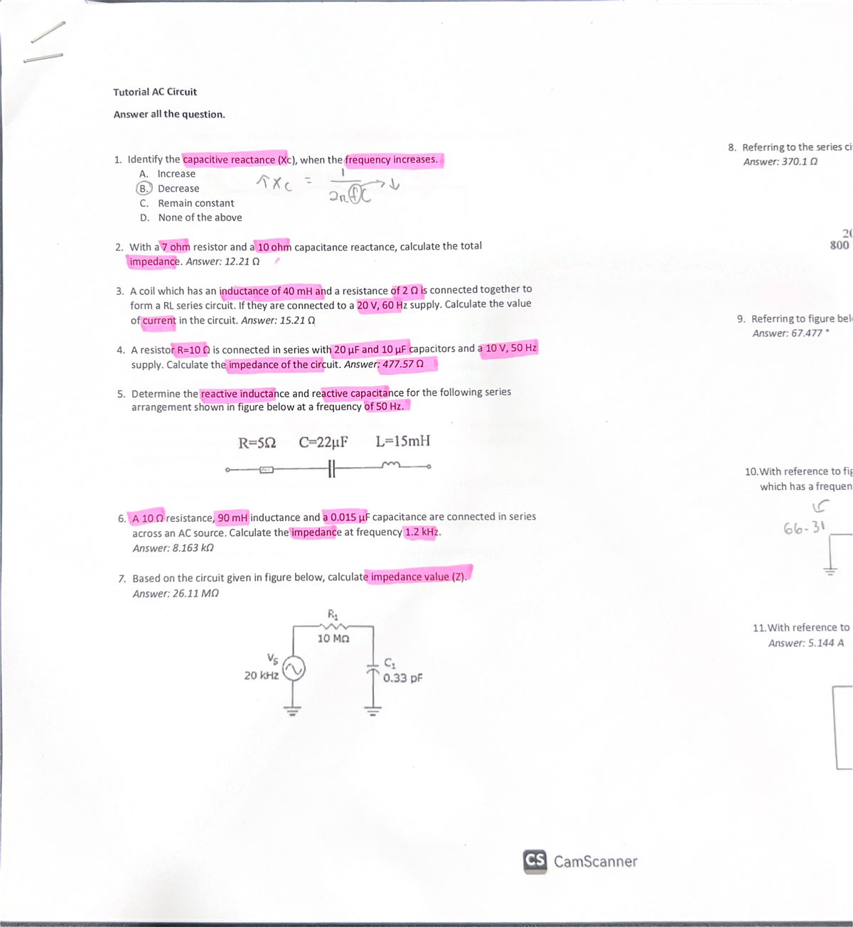AC Circuit Tutorial: Key Concepts & Calculations (Course Code) - Studocu