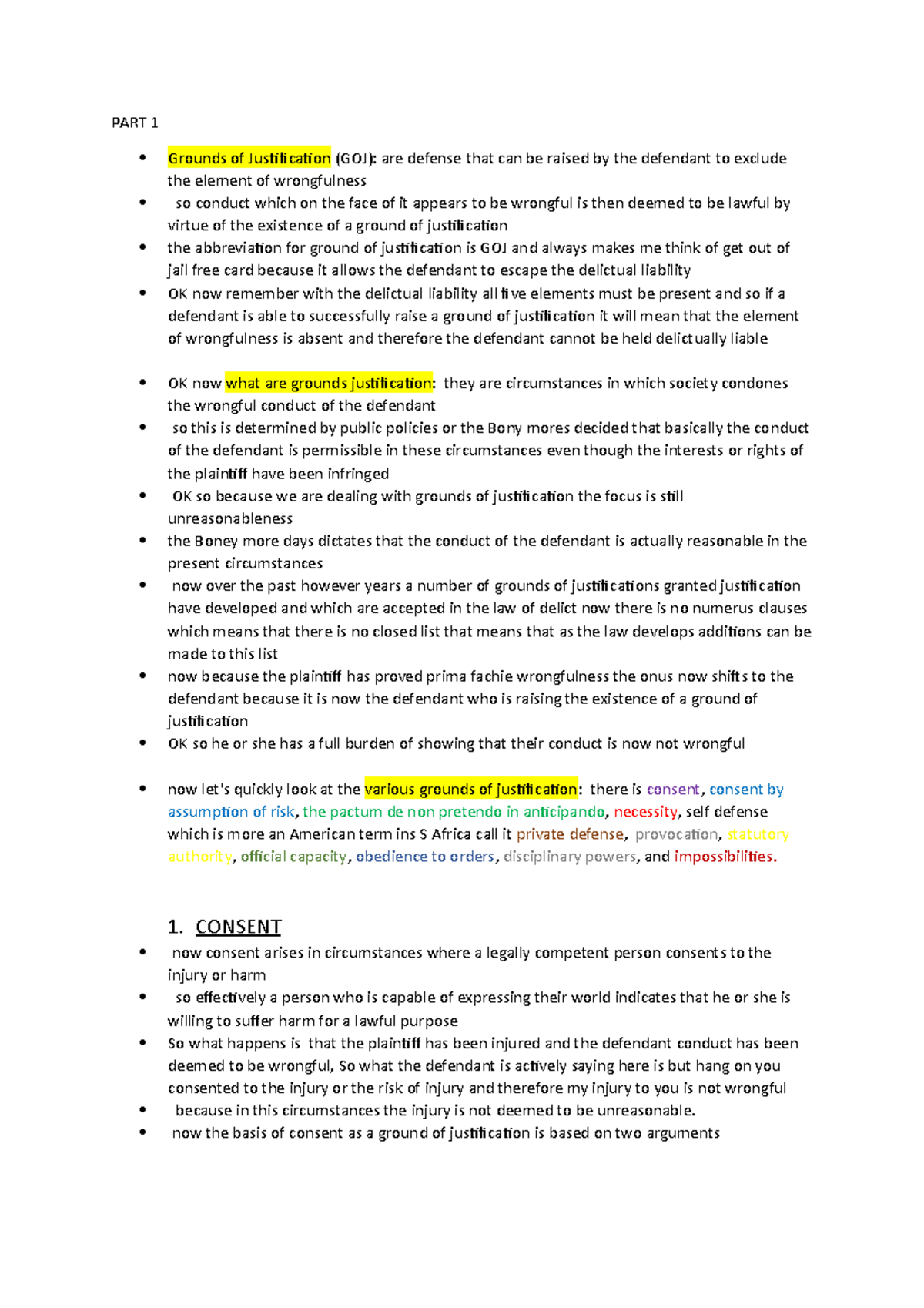 Grounds of Justification (GOJ): An Overview of Legal Defenses - Studocu