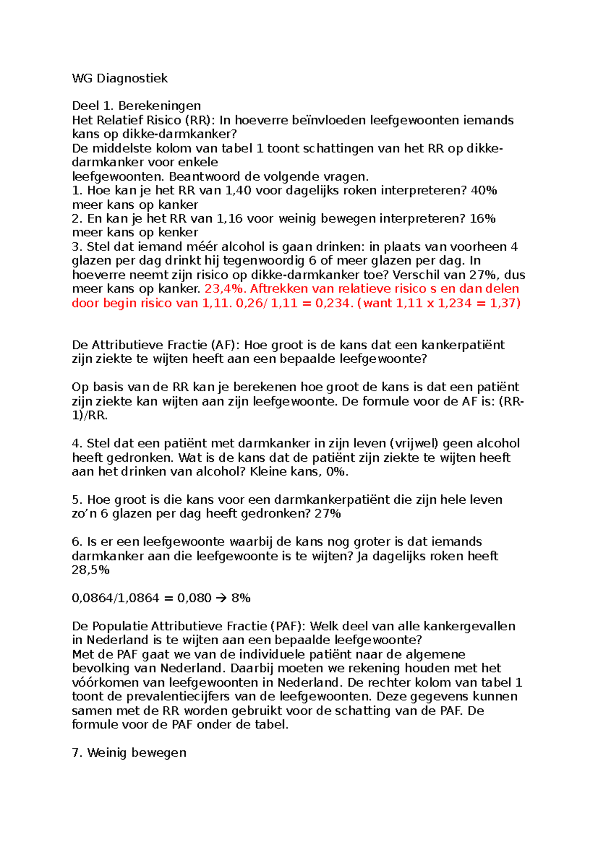 WG Diagnostiek Deel 1: Relatief Risico en Attributieve Fractie Analyse ...