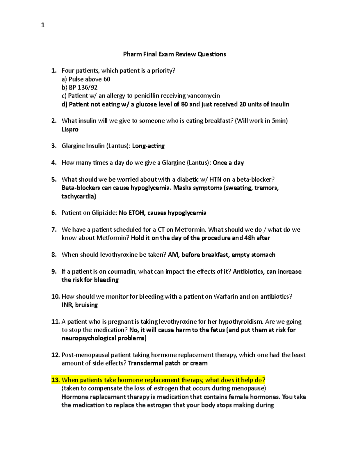 Pharmacology PHM 101 Final Exam Review Questions and Key Concepts - Studocu