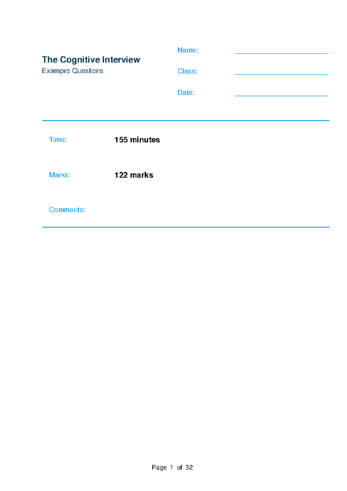 Cognitive Interview - exampro questions - The Cognitive Interview ...