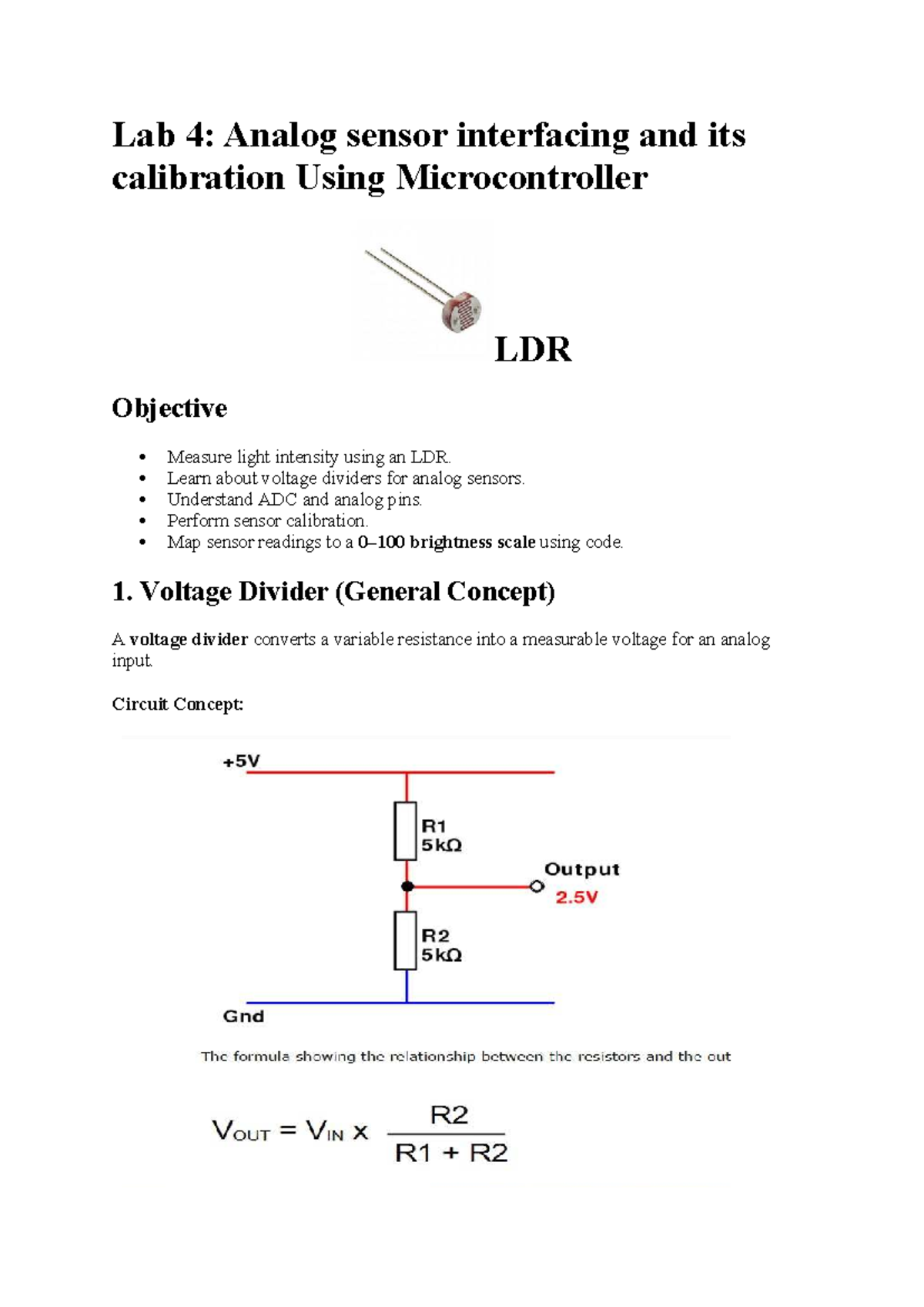 Lab 4: Analog Sensor Interfacing & Calibration with Microcontroller ...