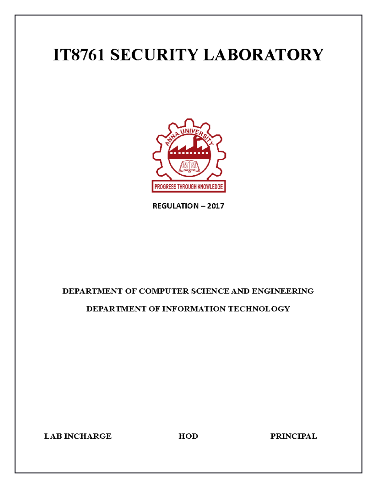 IT8761 Security Lab Manual: Encryption & Decryption Techniques - Studocu