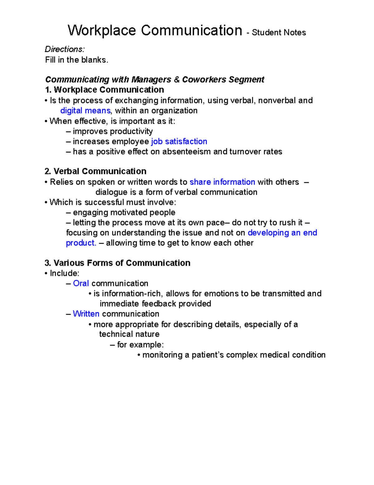 Workplace Communication (COMM 101) - Final Student Notes Summary - Studocu