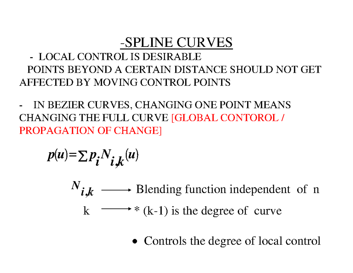Bspline Curves in Computer Graphics: Local Control & Blending Functions ...