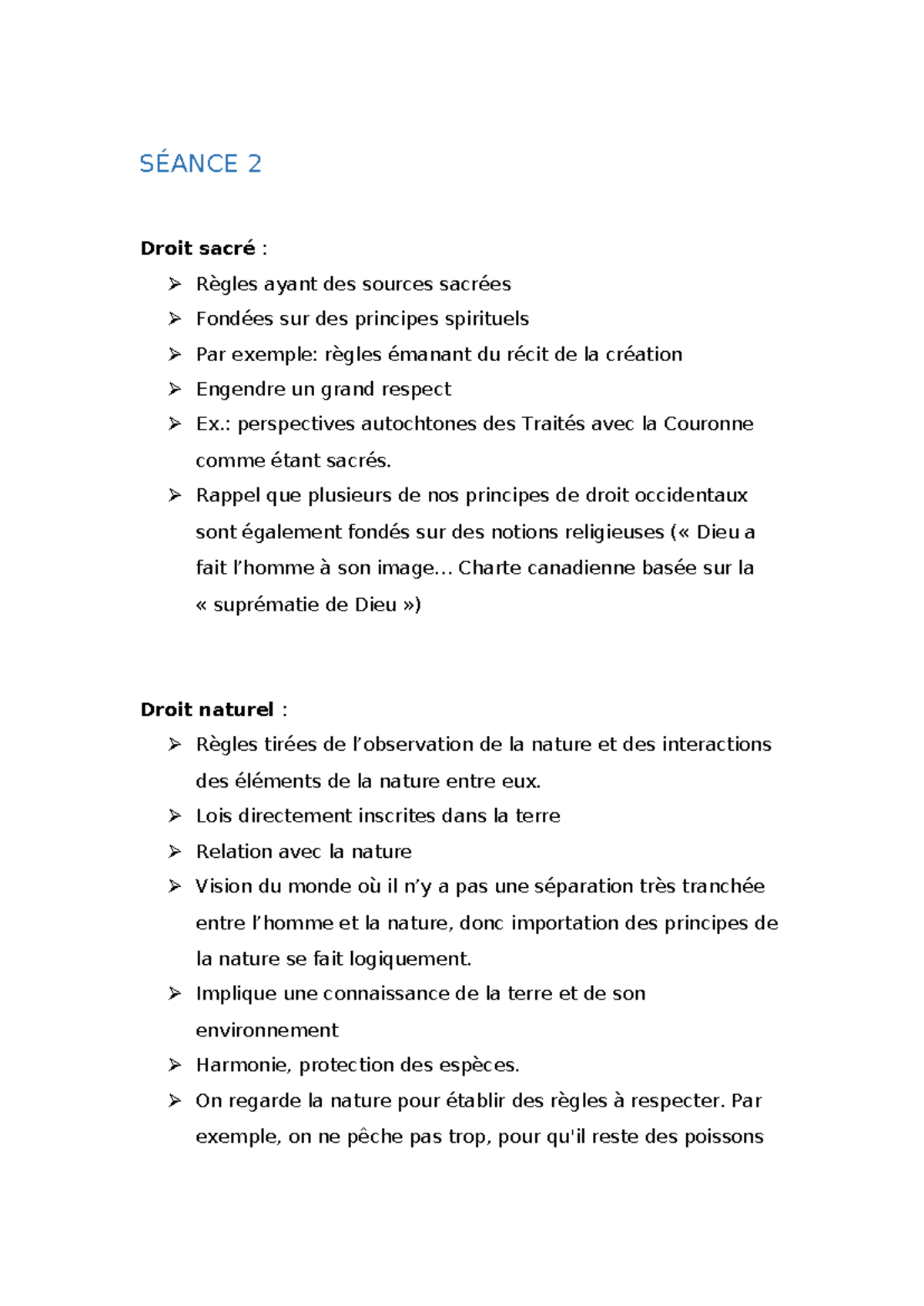 Notes de cours sur le droit autochtone et son enjeux (SÉANCE 2 & 3 ...