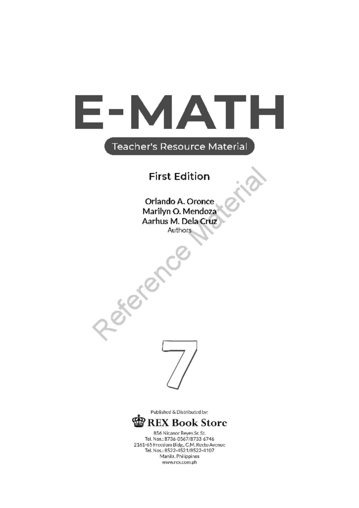 E-Math 7 Teacher's Resource Material (53-MB-00194-0) - First Edition ...