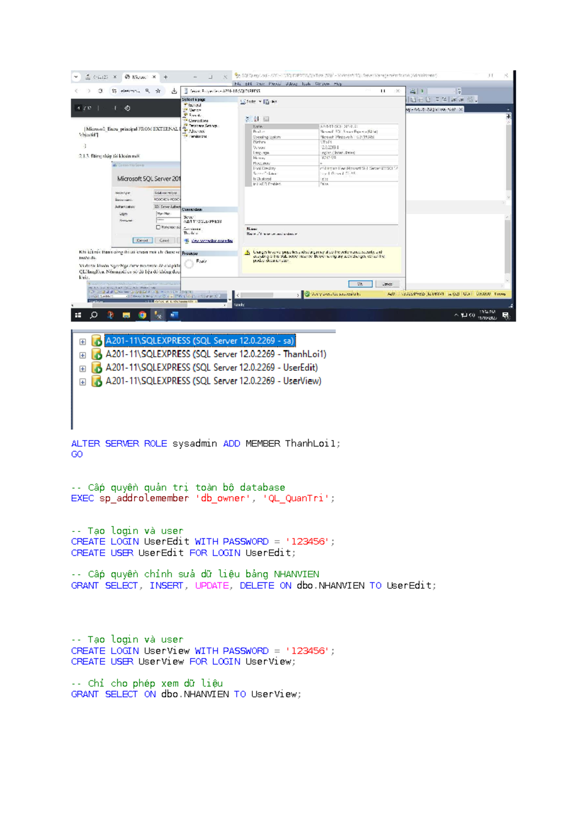 SQL Server Role Management and User Permissions - 22004 011 - Studocu