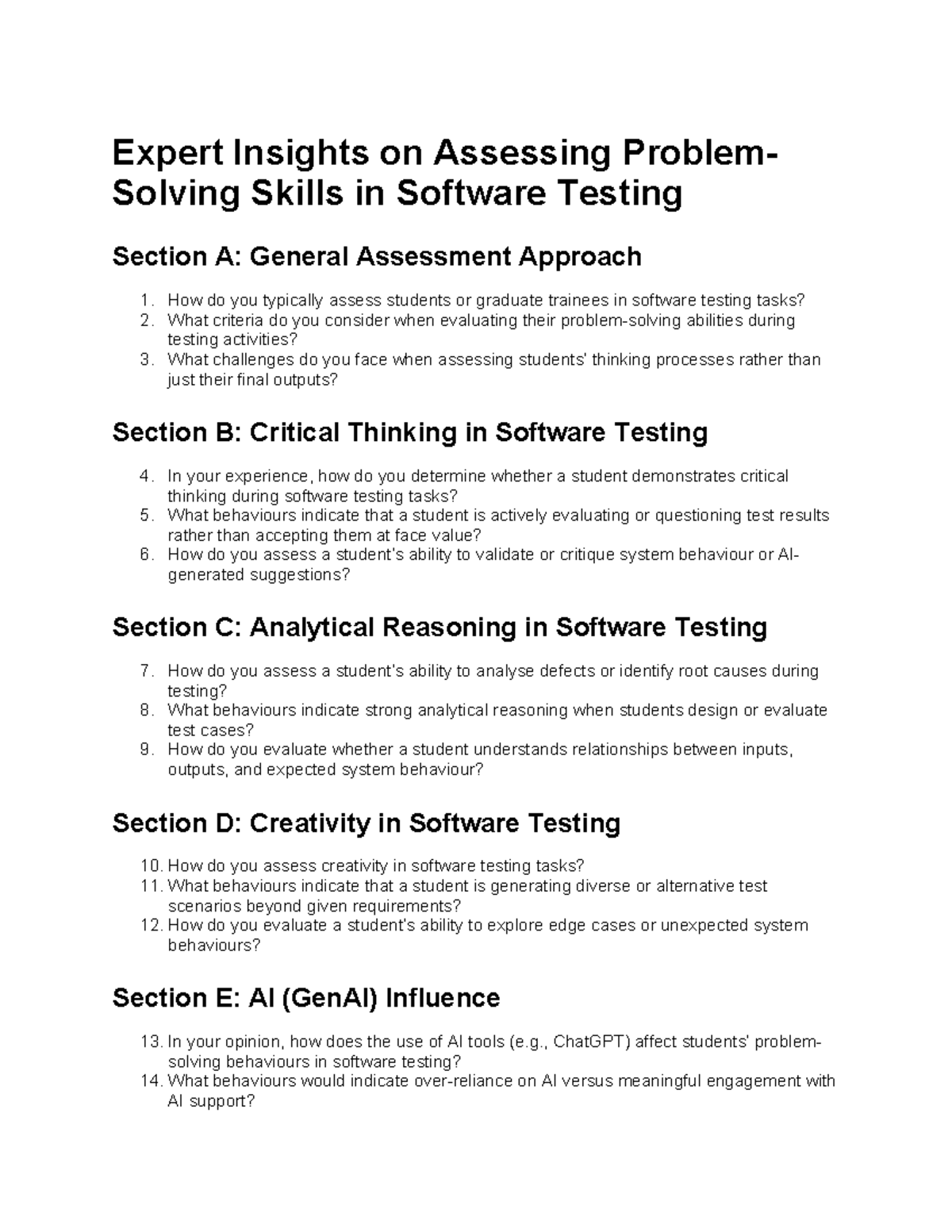 Assessing Problem-Solving Skills in Software Testing: Expert Insights ...