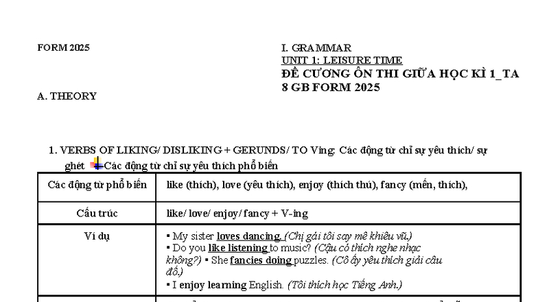 Demo E8 [FORM 2025] Đề cương ôn thi Giữa Học Kì 1 Tiếng Anh 8 GB kèm lý ...