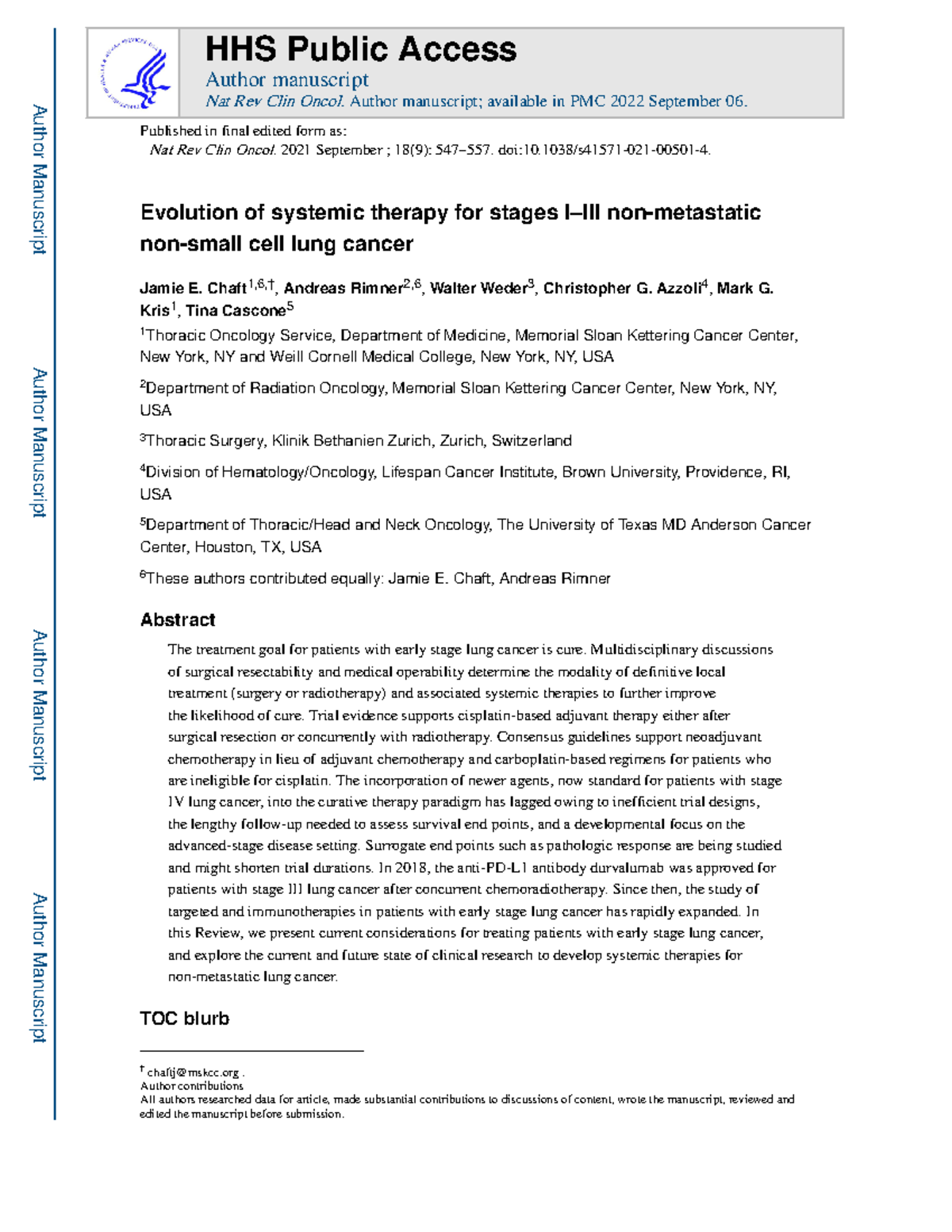 Evolution of Systemic Therapy for Stages I-III NSCLC: Insights and ...
