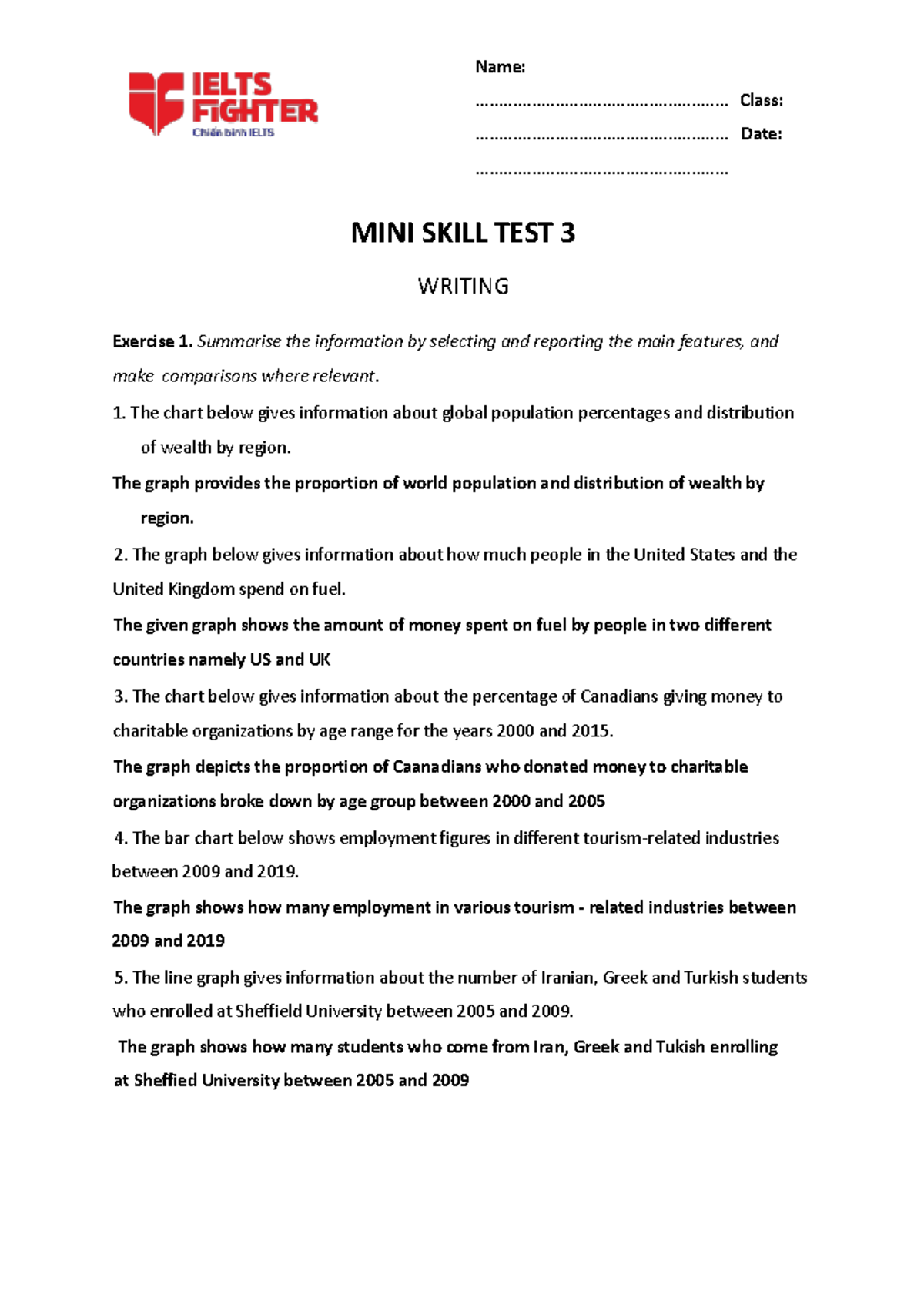 MINI Skill TEST 3 - sdfds - Name ...