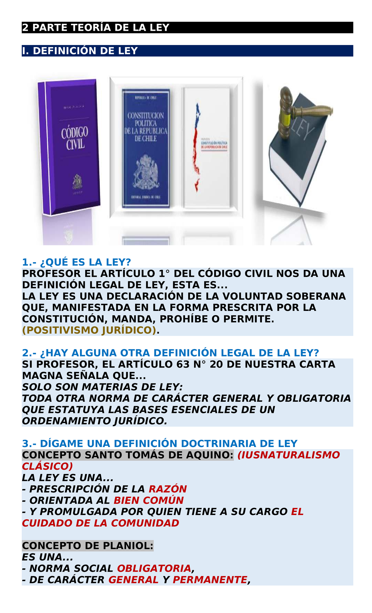 2 PARTE: APUNTES SOBRE LA TEORÍA DE LA LEY - Studocu