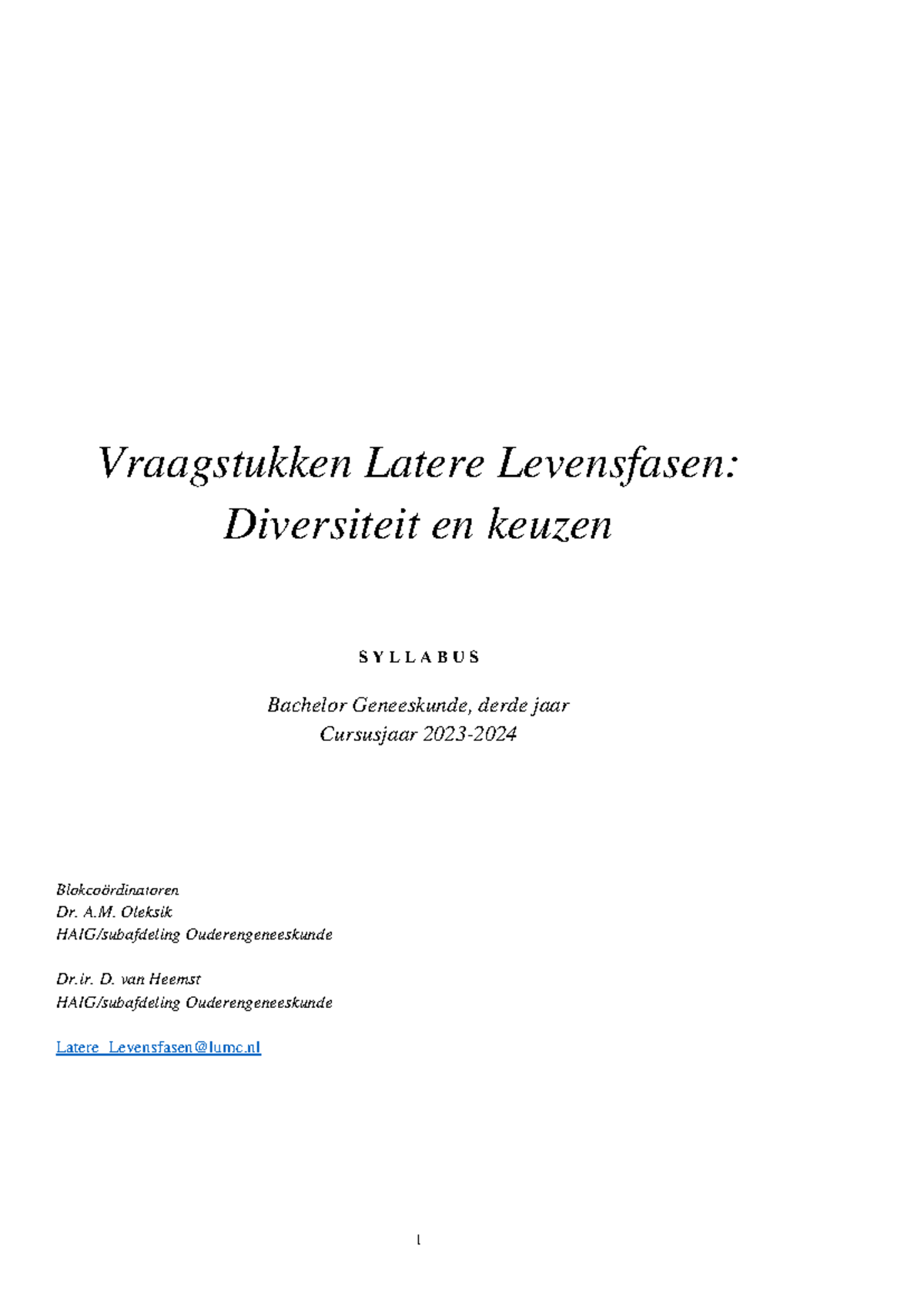 Syllabus Vraagstukken in Latere Levensfasen 2023-2024 DEF - Studeersnel