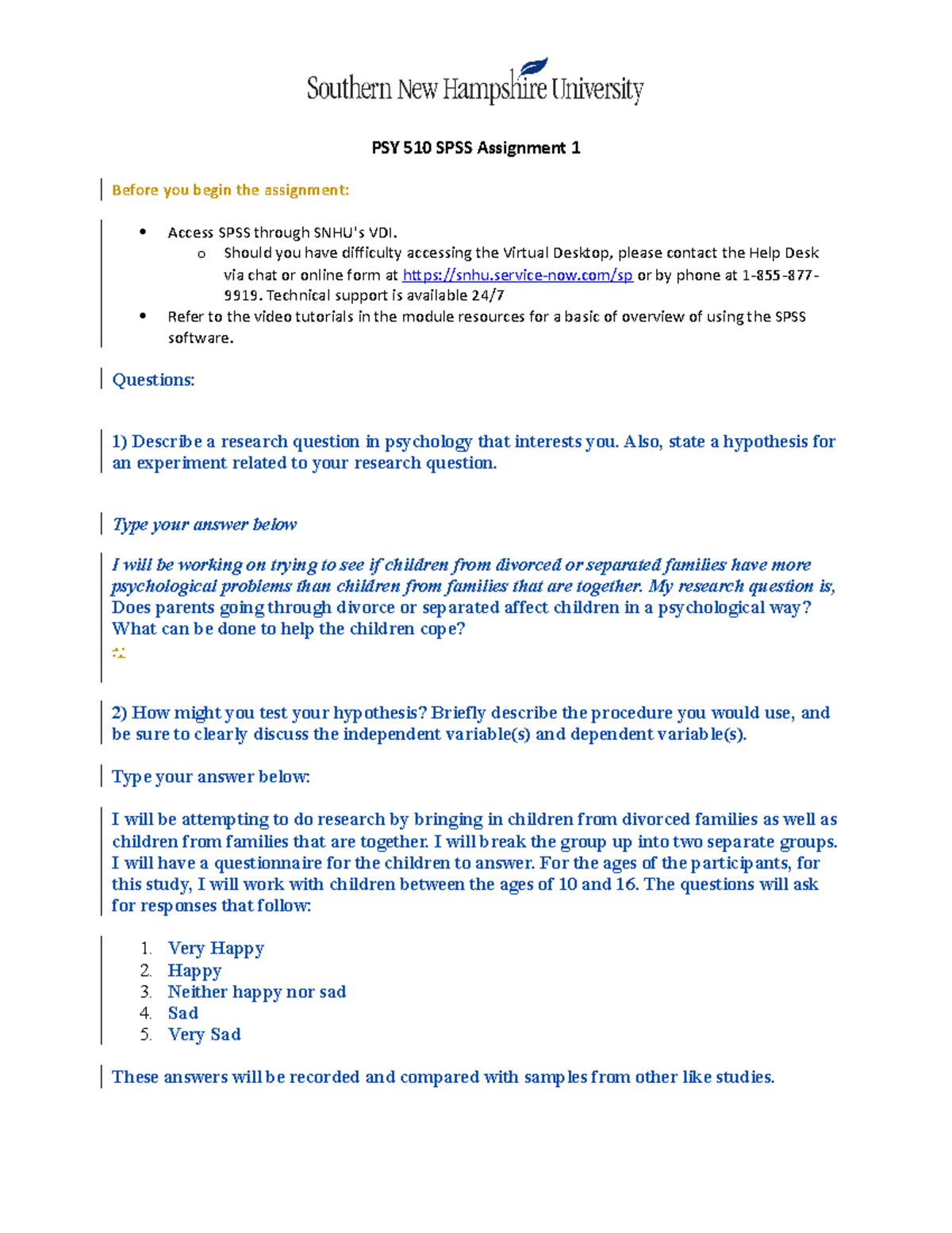 PSY 510 SPSS Assignment 1: Analyzing Child Psychology Research - Studocu