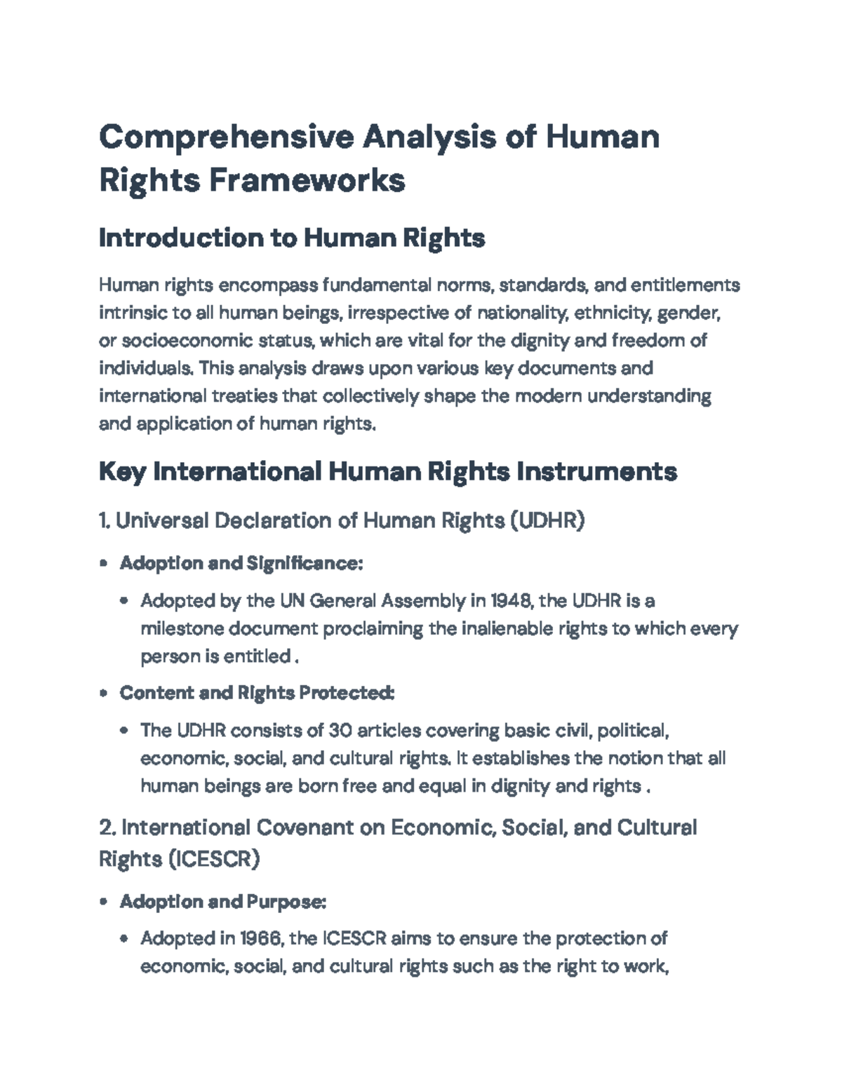 Comprehensive Analysis of Human Rights Frameworks and Instruments ...