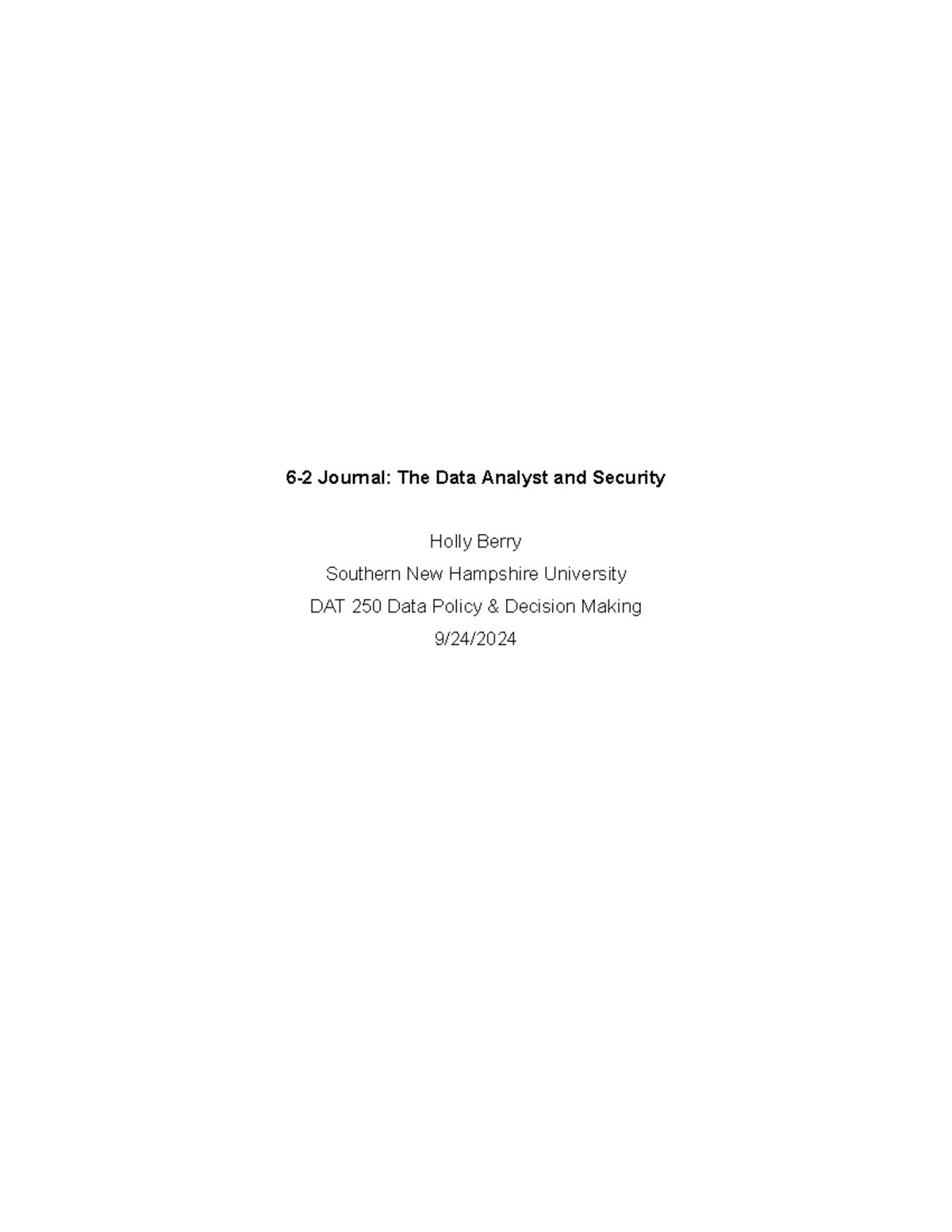 DAT 250 Module 6 Assignment - Data Security Principles & Collaboration ...