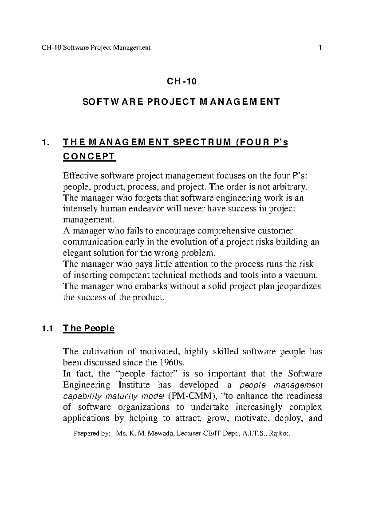 Software Project Management 1: Key Concepts and Practices Overview ...