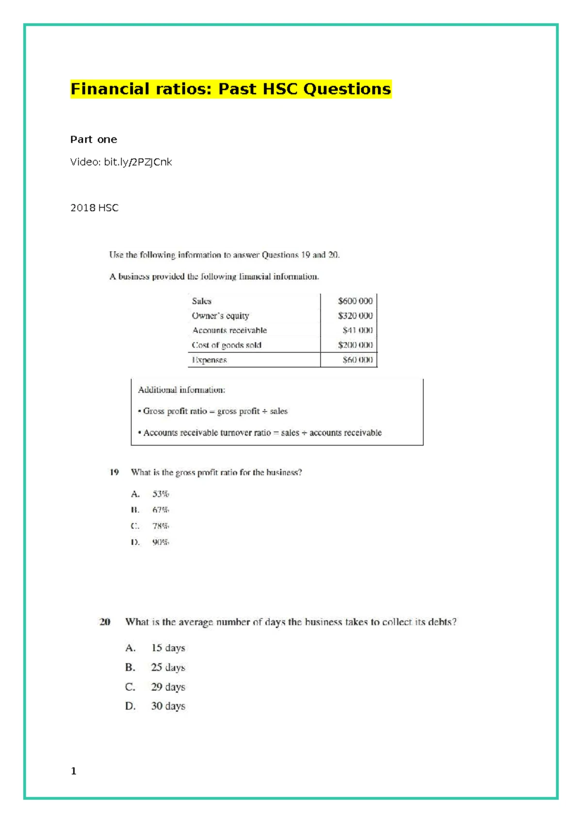 Past HSC Questions - Processes Part 2 - 4 Exam questions Question 1 (1 ...