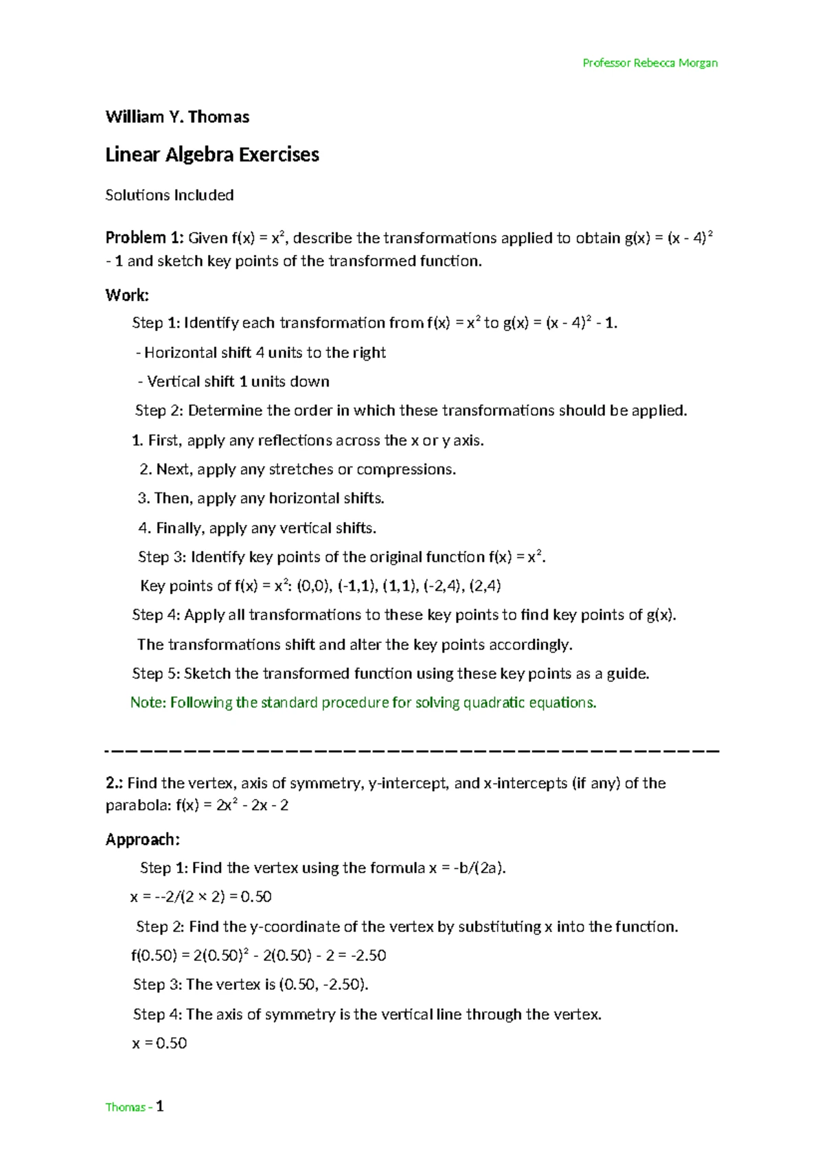 MAS 250-I Summer 2025 Linear Algebra Exercises & Solutions - Studocu