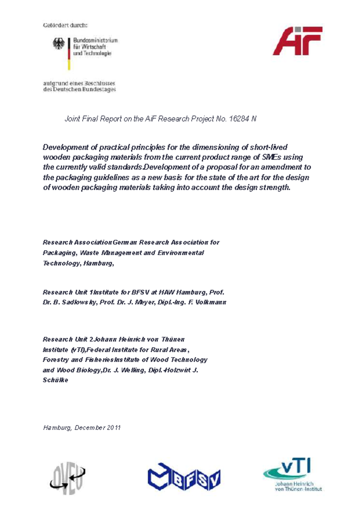 Joint Final Report on AiF Research Project No. 16284 N: Wooden ...