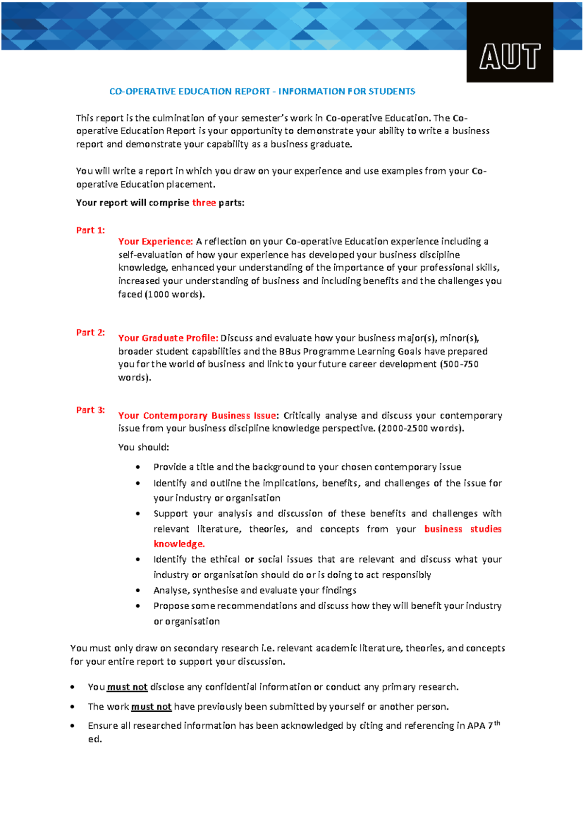 Co-operative Education Report instructions-7 - CO-OPERATIVE EDUCATION ...