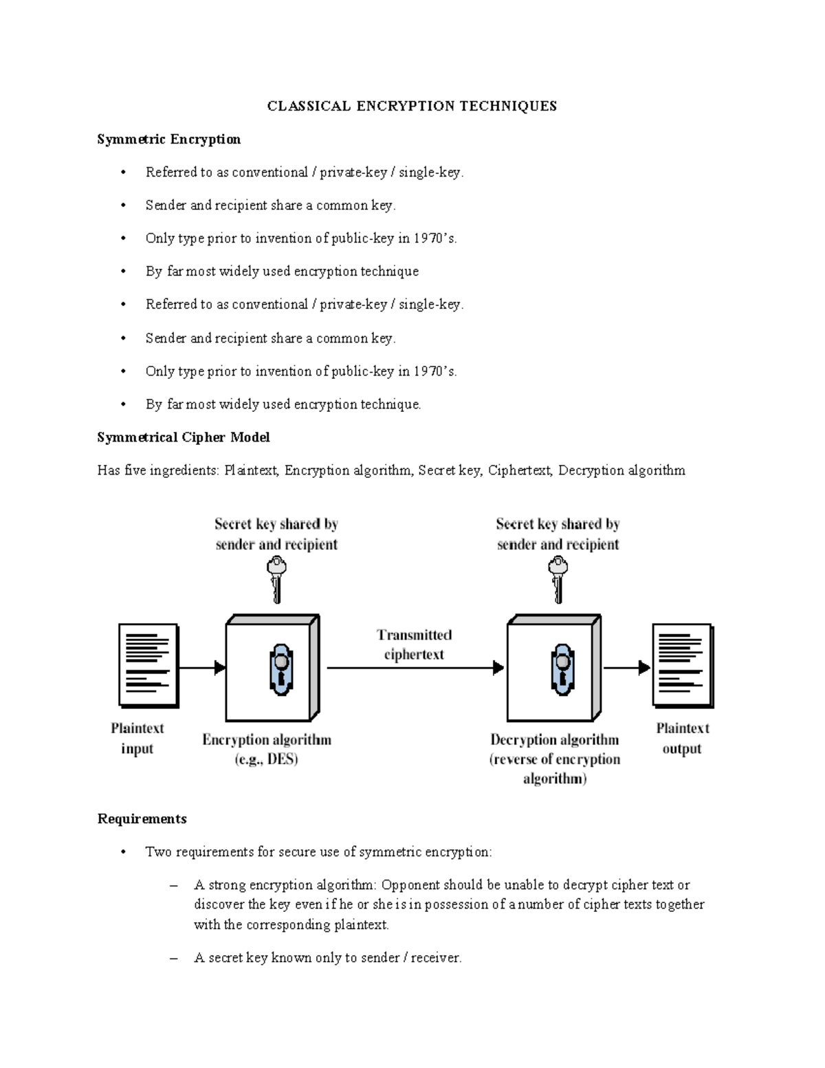 2 Classical Encryption Techniques - CLASSICAL ENCRYPTION TECHNIQUES ...