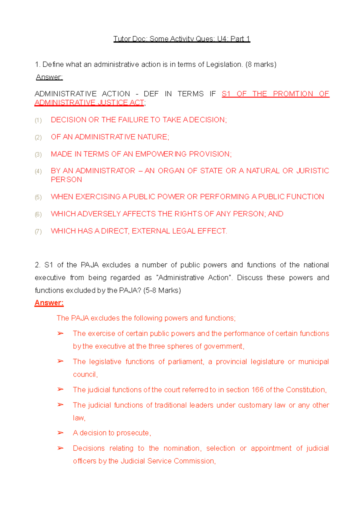 Unit 4 Part 1 Tutor Doc - Administrative Action Practice Ques - Studocu