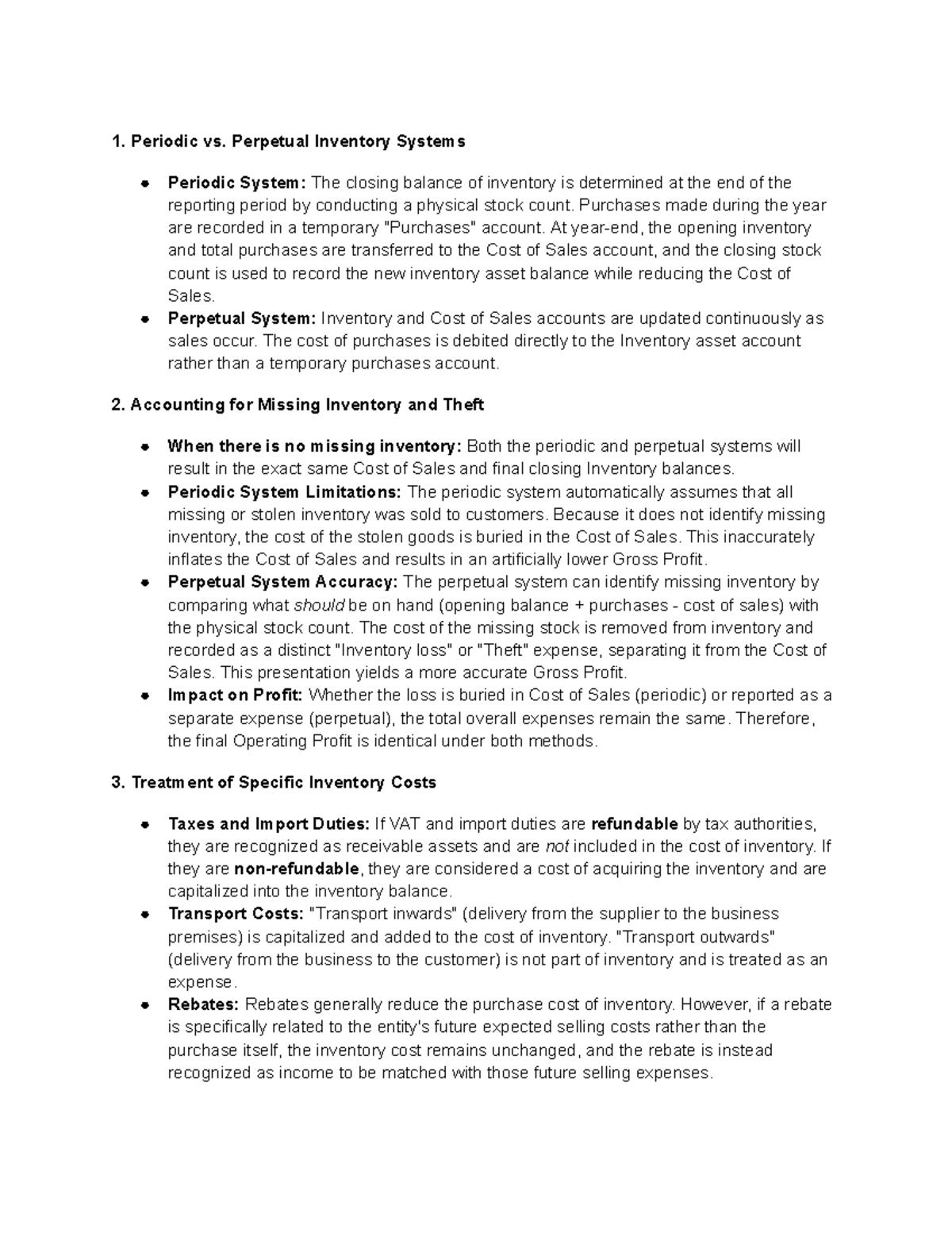 Inventory Notes: Periodic vs. Perpetual Systems Analysis - Studocu