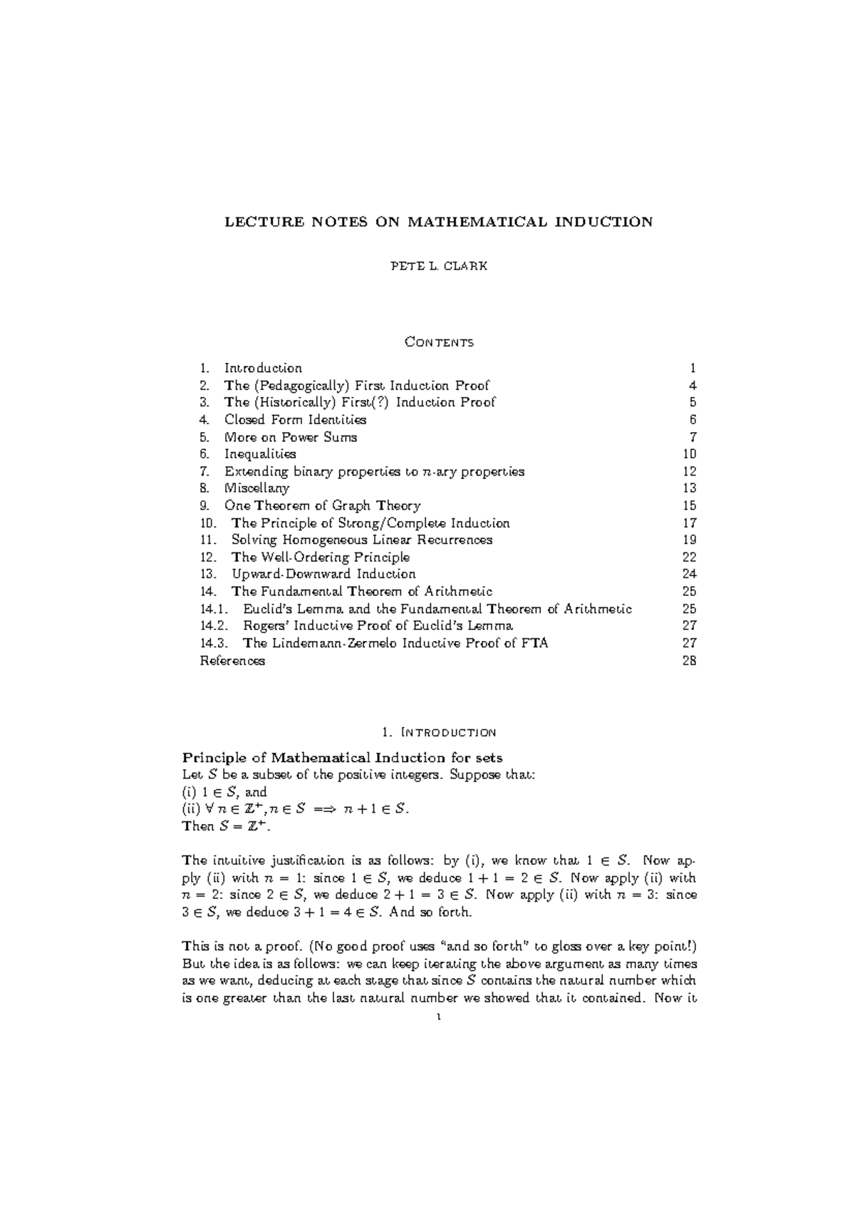 Lecture Notes on Mathematical Induction (MATH 101) – Comprehensive ...