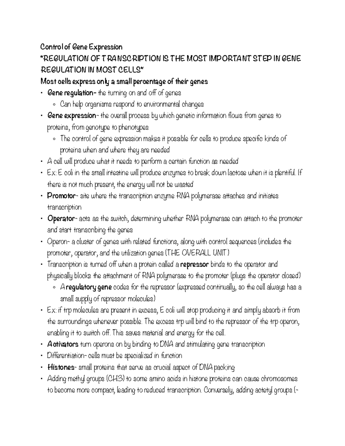 Chapter 11: Regulation of Gene Expression and Transcription Control ...