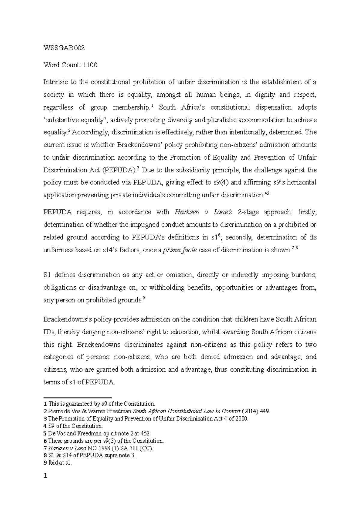 Con Law Assignment Pepuda - WSSGAB002 Word Count: 1100 Intrinsic to the ...