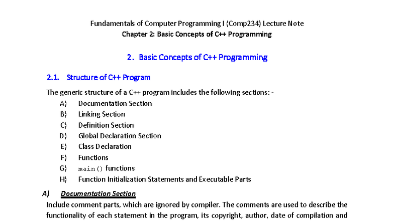 Fundamentals of Computer Programming I (Comp234) Lecture Notes: Chapter ...