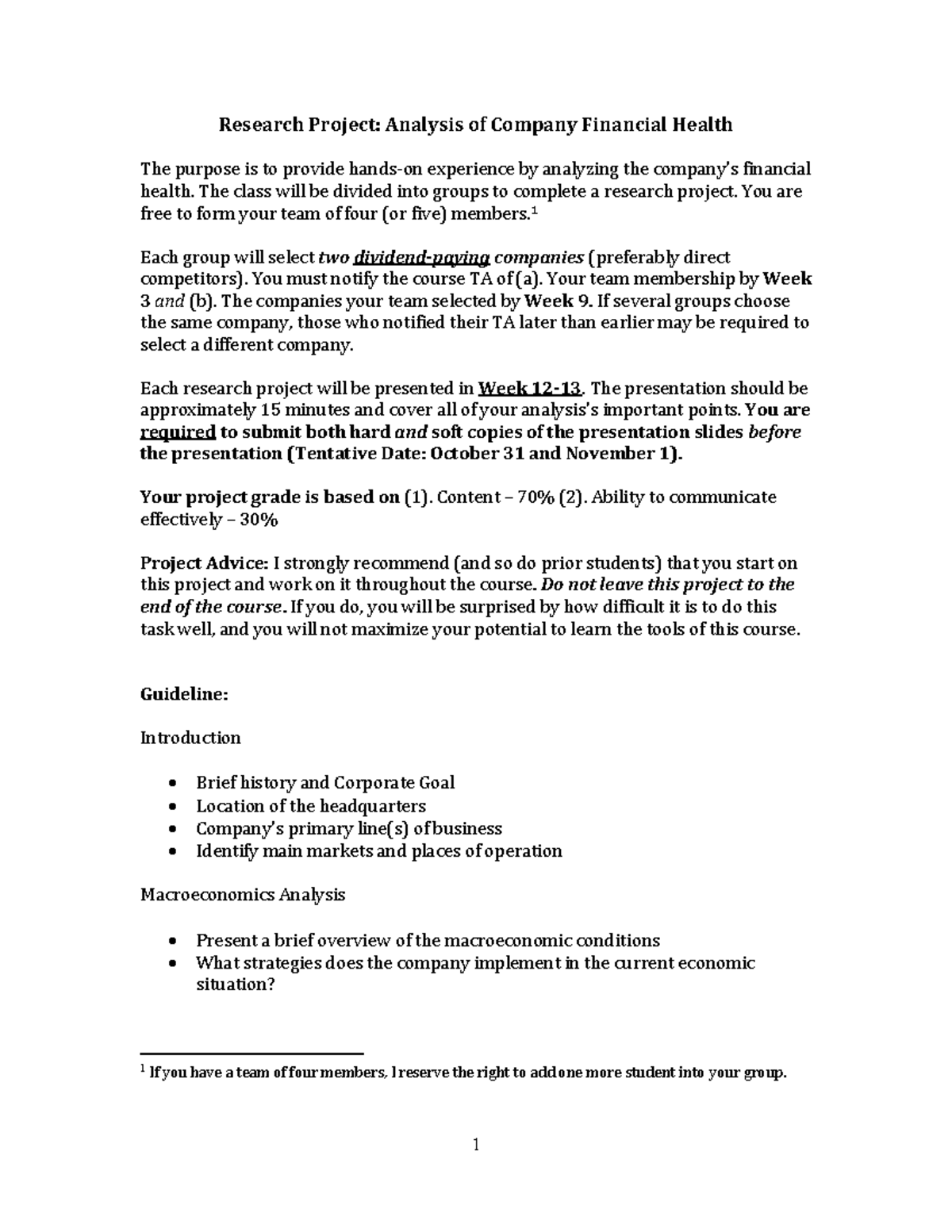 FIN 301: Research Project on Company Financial Health Analysis - Studocu