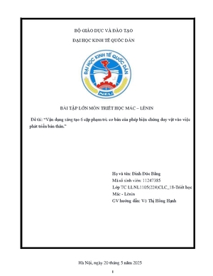 [Solved] Phn tch Quan nim ca Trit hc Mc Lnin v vn con ngi Vai tr ca con ...
