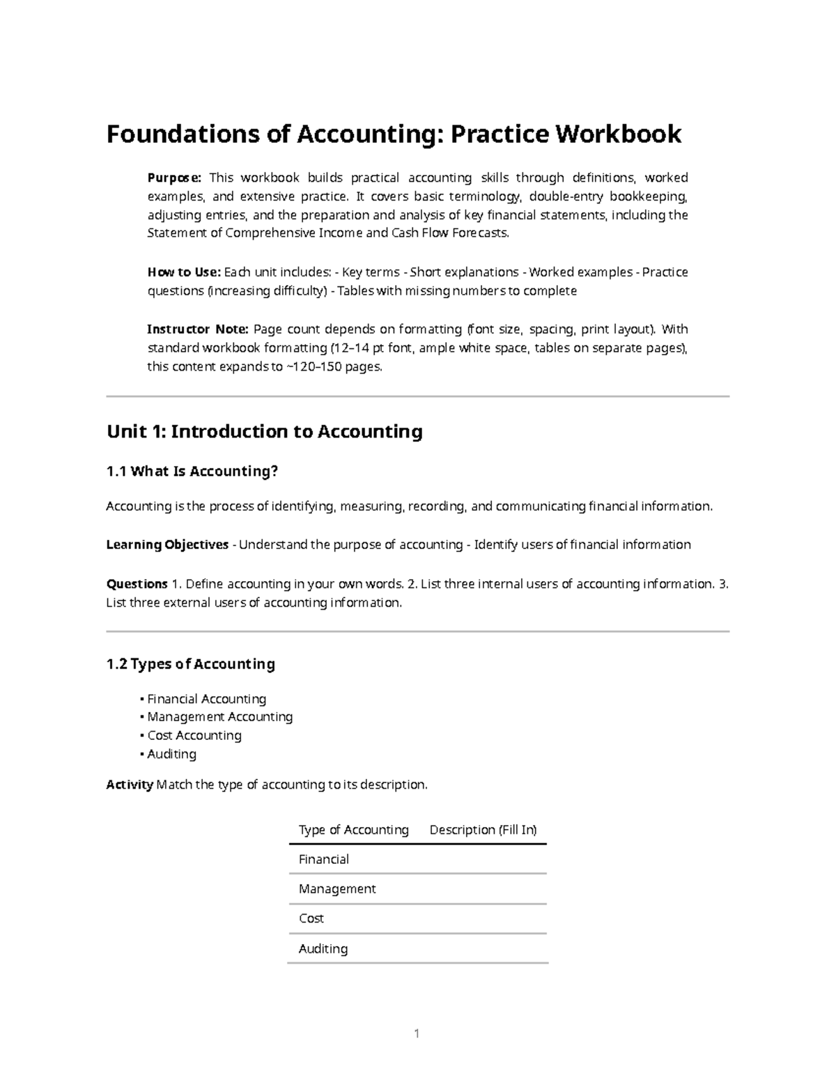 Foundations of Accounting: Practice Workbook for Skills Development ...