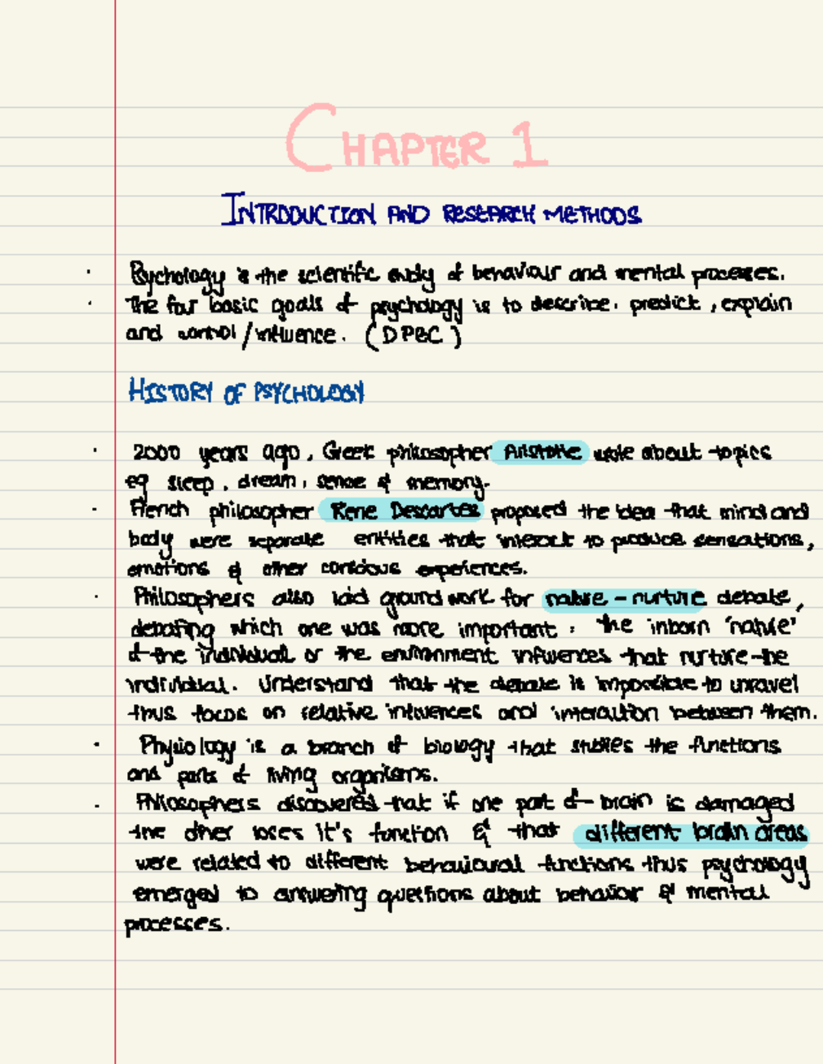 Chapter 1: Introduction to Psychology & Research Methods (PSY101) - Studocu