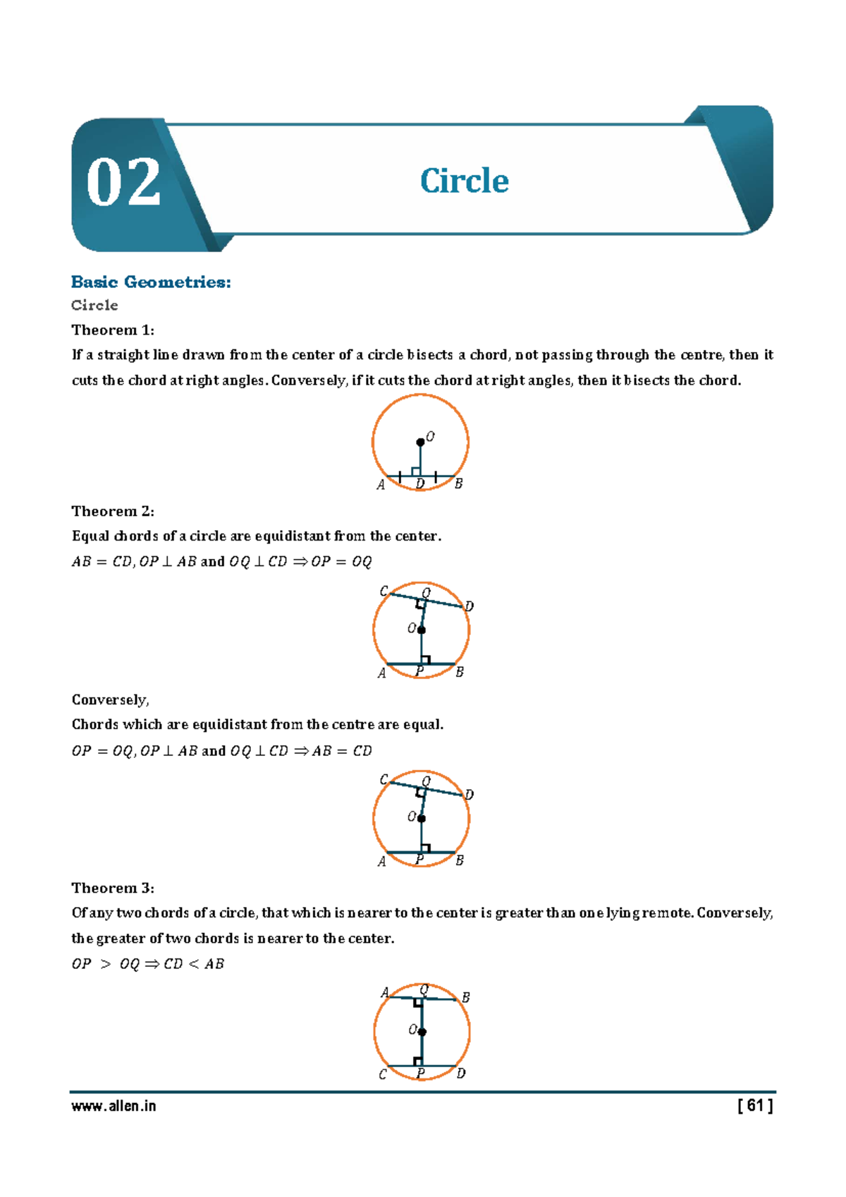 JEE (Main Advanced) Mathematics: Circle Theorems and Properties Notes ...