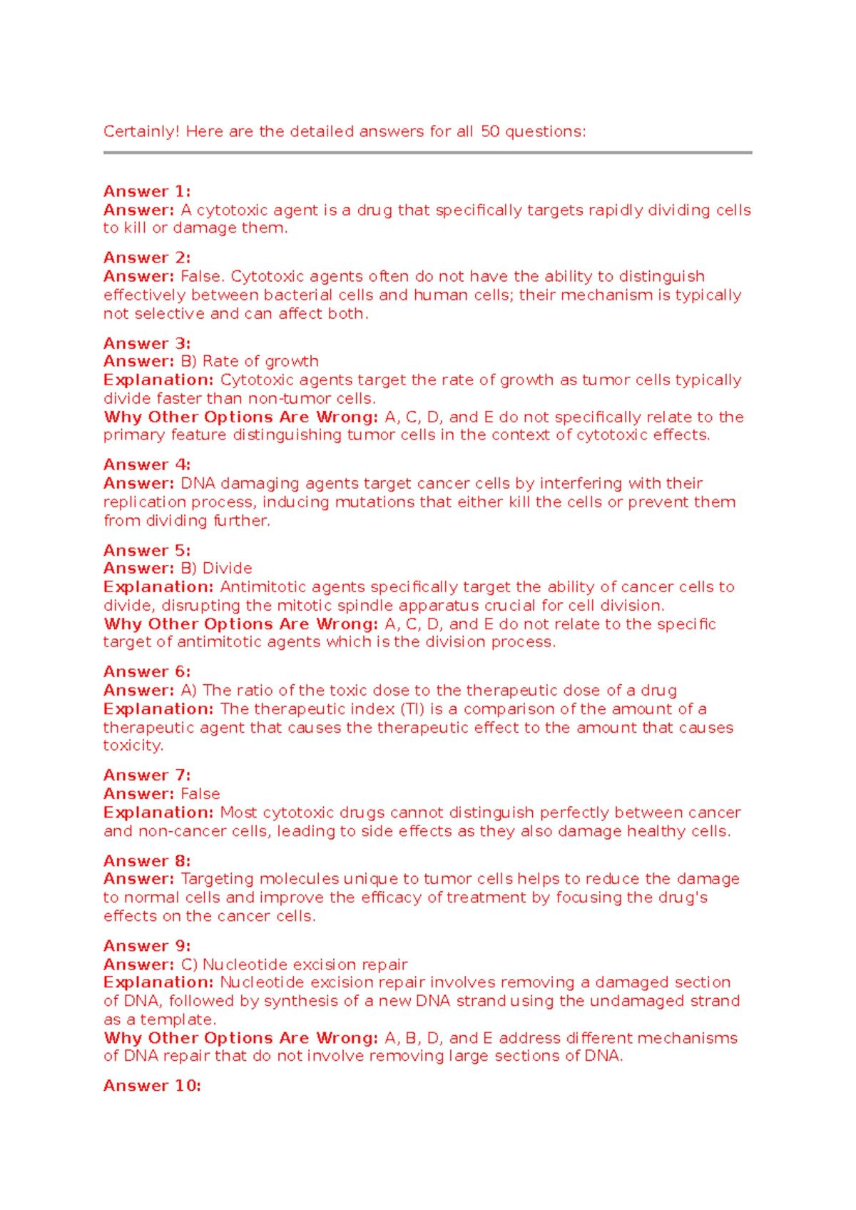 Cancer 3C Final Exam Questions and Answers - Studocu