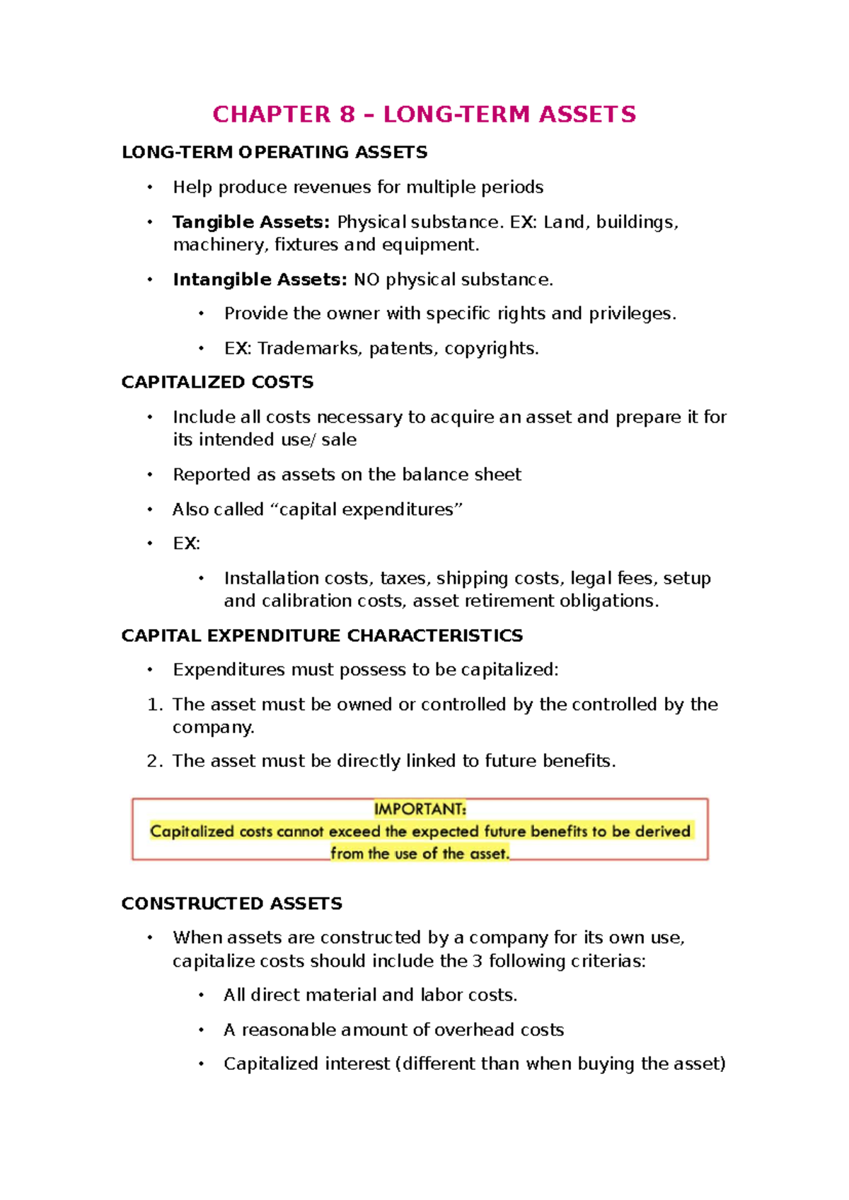 Chapter 8: Operating Assets and Intangible Assets Overview - ACC 101 ...