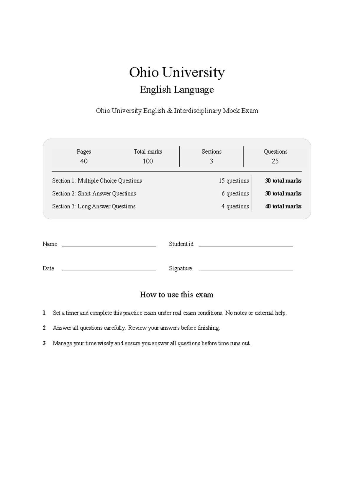 ENG 503 English Language Interdisciplinary Mock Exam 2026 - Studocu