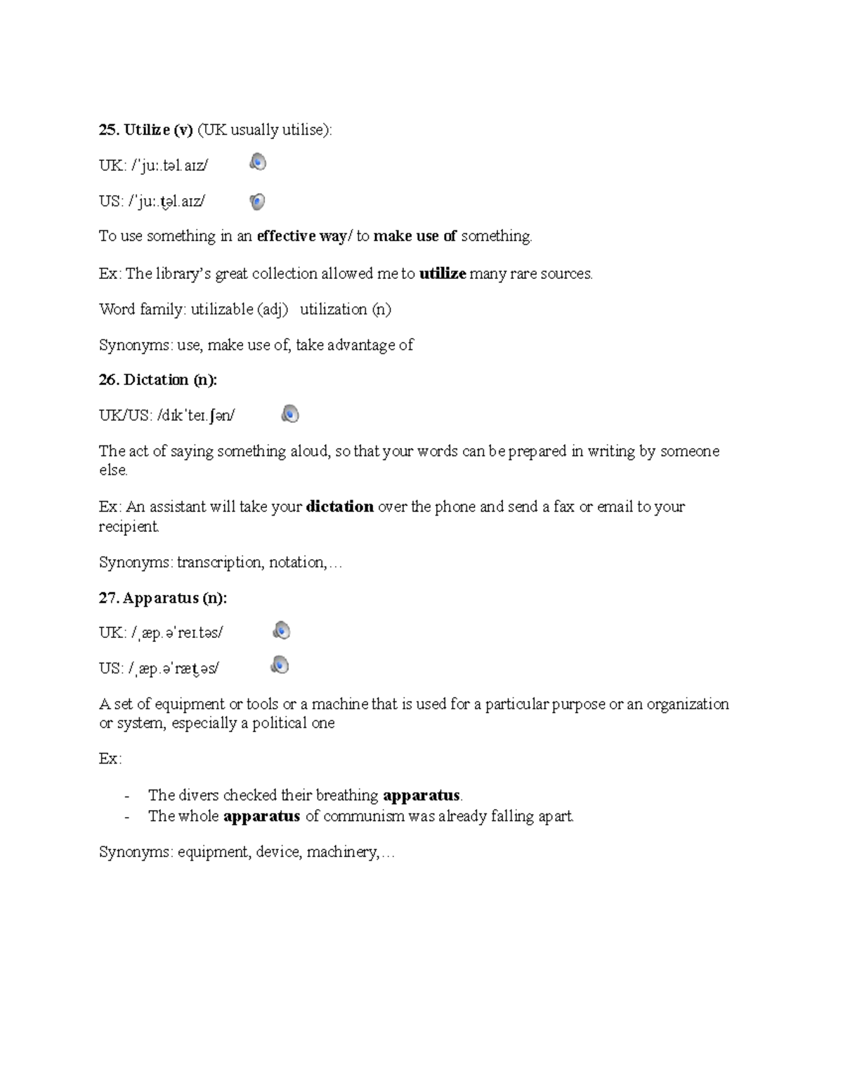 Vocabulary Study: Definitions and Examples for Words 25-27 - Studocu