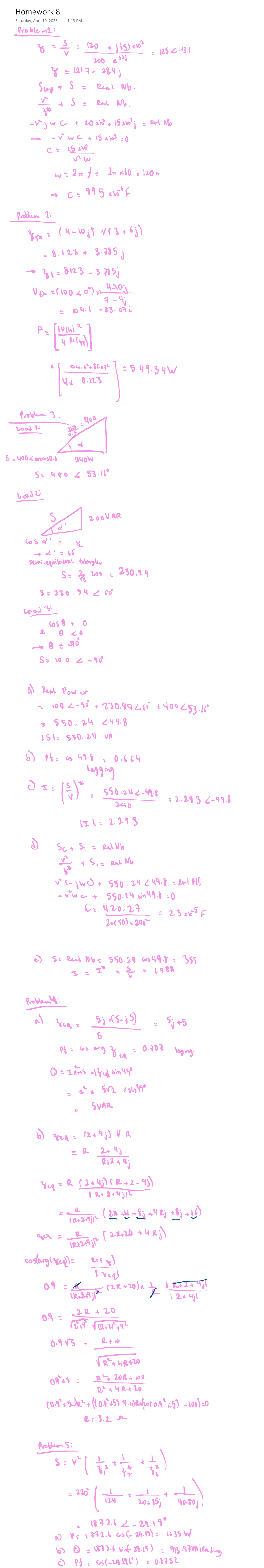 Homework 8 - Electrical Engineering Problems and Solutions - Studocu