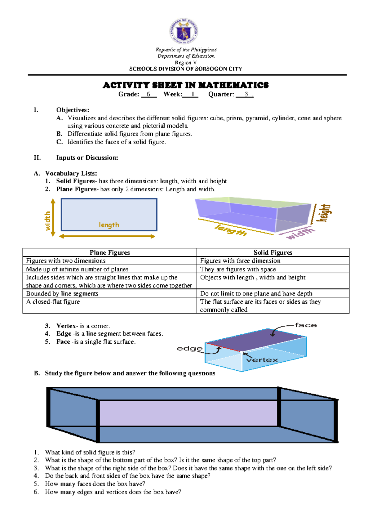 Math 6 Quarter3 Week 1 - Republic of the Philippines Department of ...