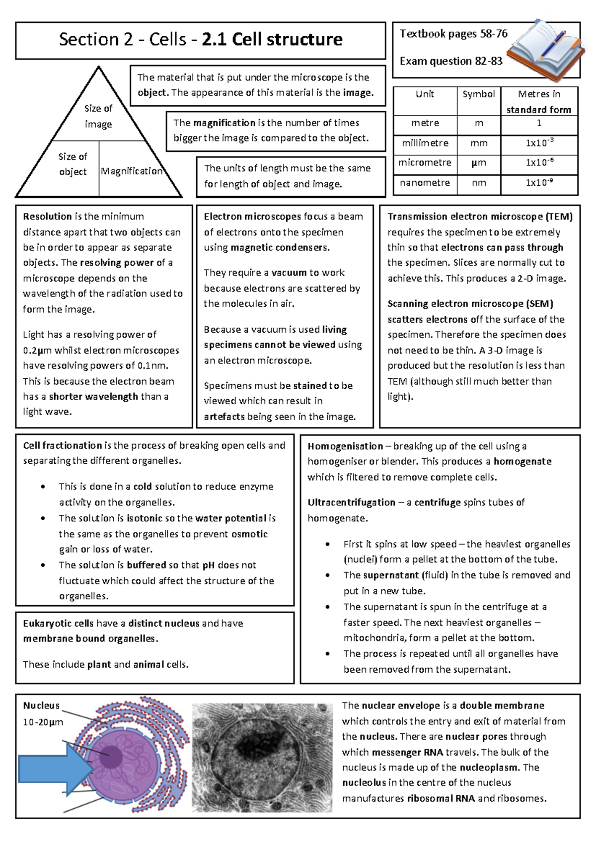 Section 2.1 Cell Structure Revision & Knowledge Test (Biology 101 ...